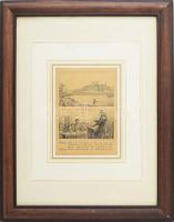 Pozsony (Pressburg/Bratislava) és humoros jelenet. Litográfia, papír. Jelzett a metszeten (Ad. Göhde...