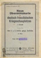 cca 1915-1918 Neue Übersichtskarte des deutsch-französischen Kriegsschauplatzes. Lechners Kriegskart...
