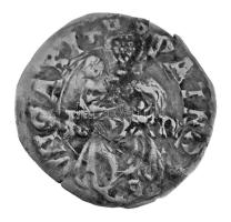 1498-1503. Denár Ag "II. Ulászló" veretkettőződés hátlapon (0,47g) T:XF patina, hajlott lemez Hungary 1498-1503. Denar Ag "Wladislaus II" double strike on the back (0,47g) C:XF patina, bent coin Huszár: 809., Unger I.: 644.a