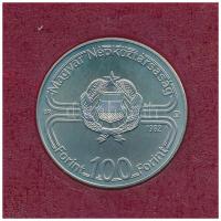 1982. 100Ft Cu-Ni "Labdarúgó világbajnokság 1982" műbőr tokban, tanúsítvánnyal T:UNC Adamo EM68