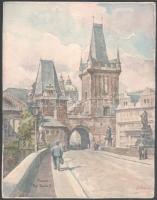 Alorain jelzéssel: Prágai részlet (kétoldalas mű, hátoldalán ismeretlen részlet). Akvarell, papír, 31,5x24,5 cm