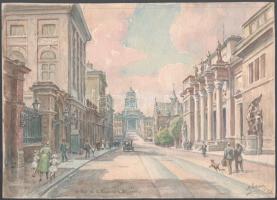 Alorain jelzéssel: Brüsszeli részlet. Akvarell, papír, 26x36,5 cm