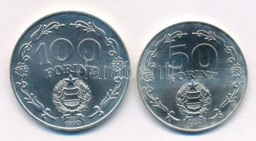 1970. 50Ft Ag + 100Ft Ag "Felszabadulás" érmepár, mindkettő kapszulában T:UNC patina Adamo EM36; EM37