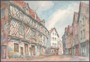 Alorain jelzéssel: Chartres. Akvarell, papír, 25x36,5 cm