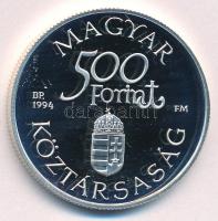 1994. 500Ft Ag "Régi dunai hajók - Carolina" kapszulában, tanúsítvánnyal T:PP Adamo EM134