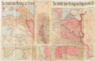 1916 ,,So steht der Krieg in ...", német I. világháborús térkép (a frontvonalak helyzete 1916. ...