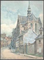 Alorain jelzéssel: Chapelle du College, Eu. Akvarell, papír, 30x22 cm