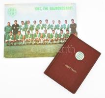 1960 Hajrá Fradi! FTC noteszfüzet Dienes István (1929-1995) régész, muzeológus bejegyzéseivel az 1960-as tavaszi fordulóról. De a nagyobb része üres. + 1967 FTC Bajnok csapatot ábrázoló nyomat, sérült, 17x23 cm
