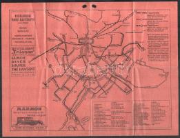 cca 1920-1930 Amszterdam közlekedési hálózatának térképe, menetrendekkel, a lap szélén lyukasztással, 31,5x24 cm