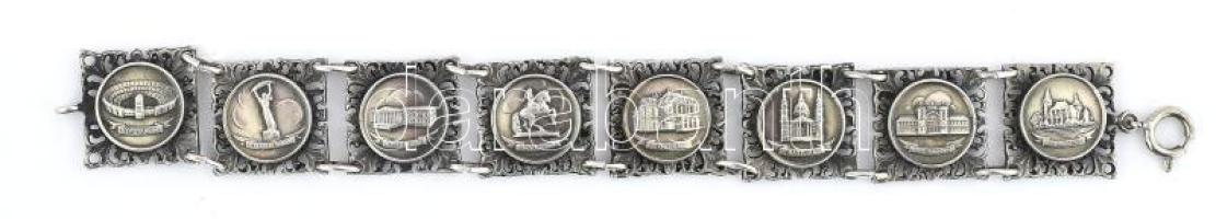 Karkötő, klf magyar épületek ábrázolásával, h: 18 cm