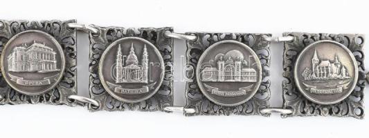 Karkötő, klf magyar épületek ábrázolásával, h: 18 cm