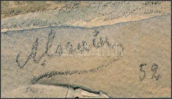 Alorain jelzéssel: Cahors, piac. Akvarell, papír, egészen apró lapszéli sérülésekkel, 27,5x36 cm