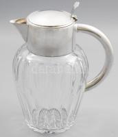Nagyméretű limonádés kancsó. Csiszolt kristály, ezüstözött szerelékkel, m: 29 cm