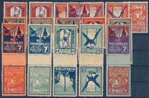 1934 Miskolci első bélyegkiállítás levélzárók 23 db részben fordított párokkal