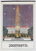 1984 Jugendstil nach Entwürfen von Postkarten, falinaptár szecessziós képeslap-illusztrációkkal, 45x32 cm