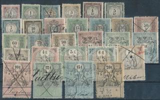 1881 Osztrák illetékbélyeg komplett sor berakólapon / Austrian document stamps full set issue