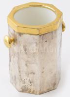 Ezüstözött borhűtő, kopott, m: 18,5 cm