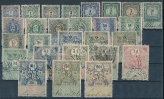 1885 Osztrák illetékbélyeg 1 kis érték híján komplett sor berakólapon / Austrian document stamps almost full set