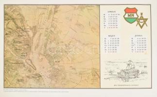 1984 Magyar Néphadsereg falinaptár, régi térképek reprodukcióival illusztrálva, 35x50 cm