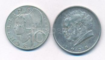 Ausztria 1928. 2Sch Ag "100 éve halt meg Schubert" + 1958. 10Sch Ag T:XF,VF patina Austria 1928. 2 Schilling Ag "Centennial of the Death of Schubert" + 1958. 10 Schilling Ag C:XF,VF patina Krause KM#2843, KM#2882