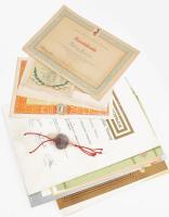 cca 1928-2020 Vegyes oklevelek, emléklapok, közte műszaki doktori diploma, össz. 35 db, változó állapotban