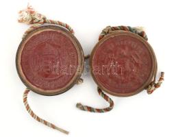 Magyar Királyi József Nádor Műszaki és Gazdaságtudományi Egyetem 2 darab viasz függőpecsét.