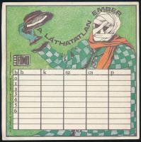 cca 1986 FŐMO (Fővárosi Mozi Vállalat) filmes órarend, Macskafogó - A láthatatlan ember, kétoldalas,...