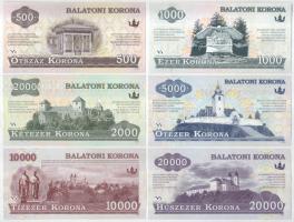 2012. 500 Balatoni Korona - 20.000 Balatoni Korona (6xklf) teljes sor, mindegyik, "MINTA" ...