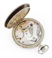 Svájci zsebóra, monogramos, jelzett számlappal fém tokkal, működik d: 50 mm