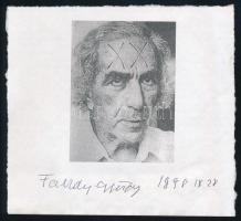 Faludy György (1910-2006) Kossuth-díjas költő, műfordító, író autográf aláírása papírlapon