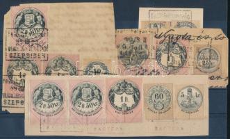 1880 Illetékbélyeg sor nagy címletei kivágásokon 13 db