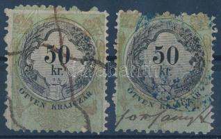 1870 Határőrvidék 50kr illetékbélyegek sárgásbarna felülnyomat