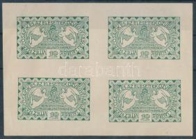 1916 Hadsegélyező hivatal 10f segélybélyeg négyes kisív