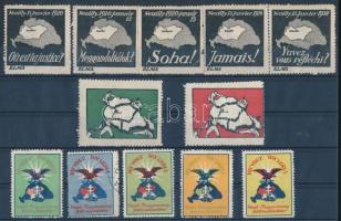 12 darabos irredenta levélzáró gyűjtemény berakólapon