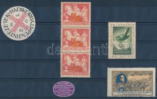 cca 1915 Propaganda levélzáró és hadikölcsön segélybélyeg gyűjtemény berakólapon 7 db