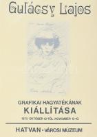 1973 Gulácsí Lajos grafikai hagyatékának kiállítása, Hatvan, plakát, papír, felső sarkaiban hajtásnyomokkal, 47,5x35 cm.