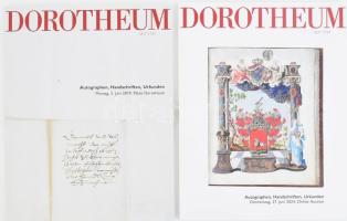 Dorotheum 2 darab árverési katalógus, kéziratok és aláírások témában, 2019, 2024.