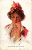 1915 "The Eyes Say No, The Lips Say Yes" Lady art postcard. Reinthal &amp; Newman No. 287. s: Philip Boileau (kis szakadás / small tear)