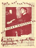 1981 Hírek Na-Conxypánból, Gulácsy Lajos reneszánsz kosztümben, kiállítás az Újpesti Mini Galériában plakát, ofszet, papír, 70x50 cm.