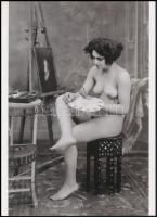 cca 1910 Aktfestéshez illő alkalmi viselet, 1 db modern nagyítás, jelzés nélkül, 21x15 cm