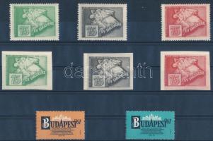 1959 75 éves a Levélbélyeggyűjtők Első Hazai Egyesülete fogazott és vágott levélzáró sor + 1961 Budapesti Nemzetközi Bélyegkiállítás 2é