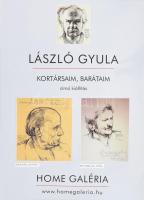 László Gyula, kortársaim, barátaim című kiállítás, Home Galéria, Kassák Lajos és Petrovics Emil portréjával illusztrált és az illusztrációk alatt felragasztott karton névtáblákkal, plakát, papír, lapszéli javításokkal, 61,5x44,5 cm