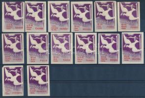 1933 BNV 14 db klf nyelvű levélzáró bélyeg