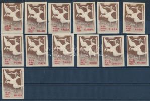 1933 BNV 13 db klf nyelvű levélzáró bélyeg