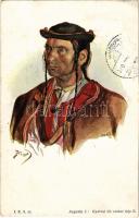 1910 Gyetvai tót ember feje II. Magyarországi népek tipikus alakjai, felsőmagyarországi tótok. R. Promberger, Ede (Olmütz) / Slovakian folklore: artist signed (Rb)