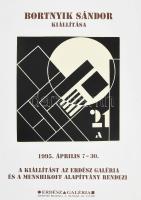1995 Bortnyik Sándor kiállítása, Erdész Galéria, Szentendre, plakát, papír, apró lapszéli szakadásokkal, jobb felső sarkában hajtásnyomokkal, 70x50 cm