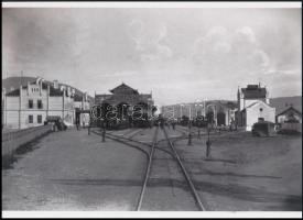 cca 1880 Kassai pályaudvar, 1 db modern nagyítás, jelzés nélkül, 15x21 cm