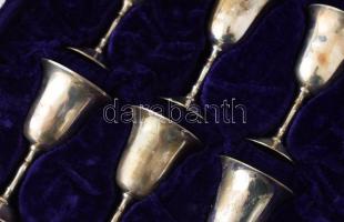 Angol EPNS italos pohár készlet, tálcával,eredeti bársonyborítású díszdobozban, poharak m: 9,5 cm, t...