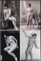 cca 1929 Demeter Károly (1892-1983) budapesti fényképész és fotóművész aktfotó gyűjteményéből 4 db modern nagyítás, jelzés nélkül, 15x10 cm