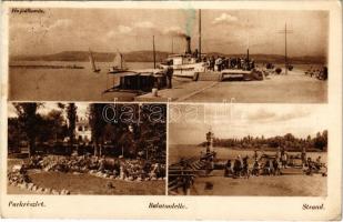 1942 Balatonlelle, Hajóállomás, park, strand (Rb)
